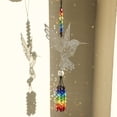 thumbnail image 2 of Homellea Hummingbird Crystal Suncatcher, 15.9 Inch Silver Metal Window Hanging Ornament with Crystal Prism Pendant for Rainbow Maker, Garden, Patio, Bedroom, Living Room and Home Decor, 2 of 6