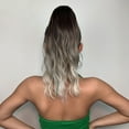 thumbnail image 4 of LHWEN Long Brown Gradient Light Gold Clip Curled Ponytail High Temperature Silk Ponytail Women's Wig Beauty Salon Straight Hair Fun Lace Wavy Curls Braided Hair Synthetic Hair bohon Perfect, 4 of 6