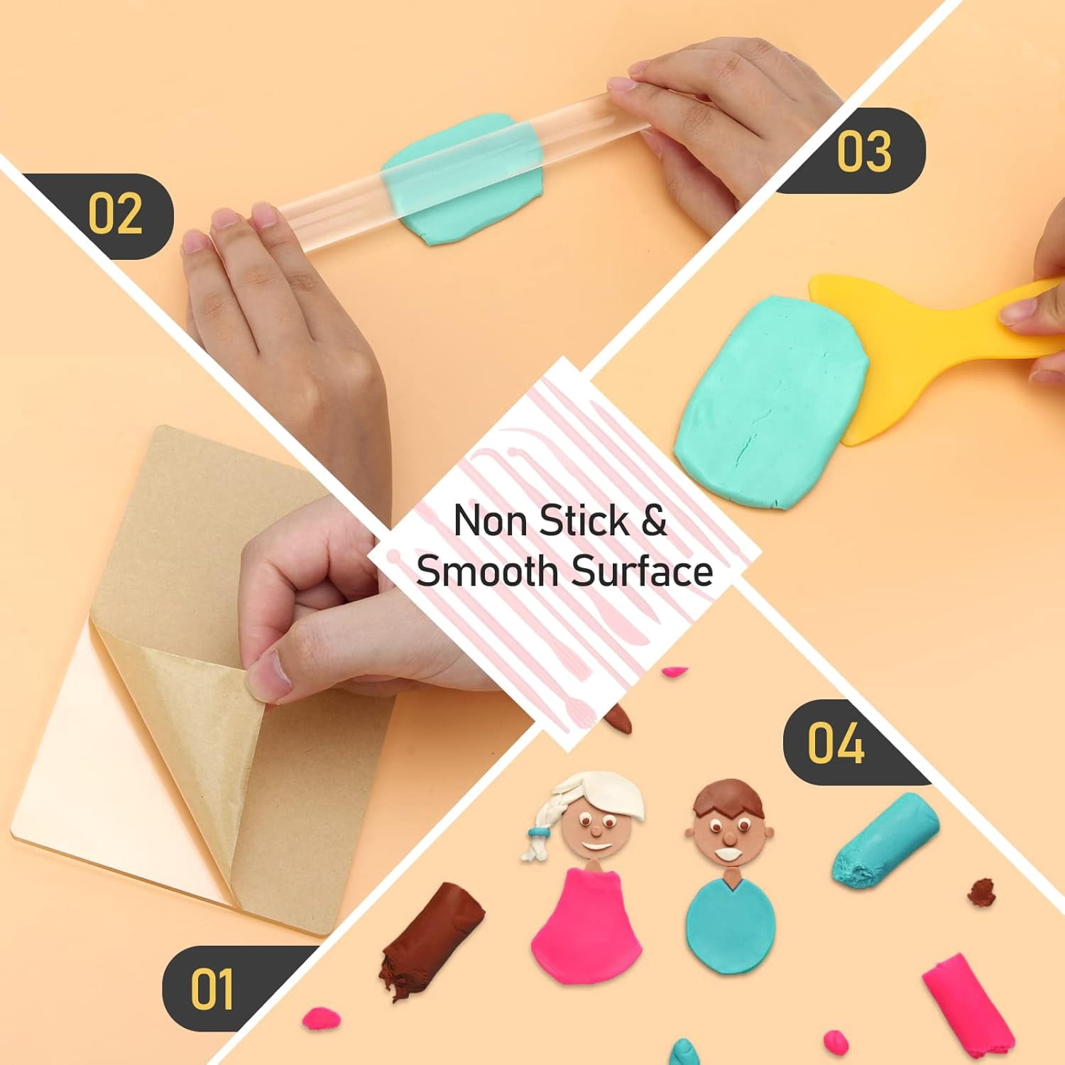 28Pcs Polymer Clay Cutter Tools, Polymer Clay Tools Acrylic Roller/ 14 Sculpting Kits/ 7 Circle Shape Cutter/ 2 Acrylic Sheets for Press/ 2 Scarper/Needle Detail Shaping