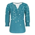 thumbnail image 6 of Viluyesy Women's 3/4 Sleeves T-Shirt V-Neck Shirt Tops Fashionable Tight Relaxed Loose Blouse Blue Size S, 6 of 7