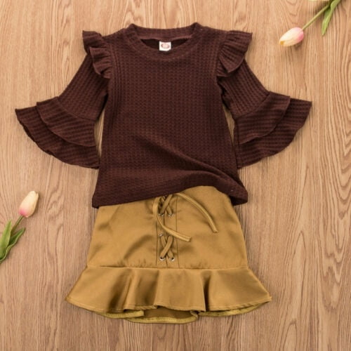 Newborn Kids Baby Girls Long Sleeve Flower Tulle Tutu Skirts Dresses Clothes Set