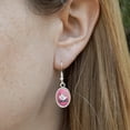 thumbnail image 3 of Cute Unicorn Bunny Rabbit with Rainbow Flowers Novelty Dangling Drop Oval Charm Earrings, 3 of 3