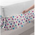 thumbnail image 2 of Feminine Bed Skirt, Pattern with Funny Doodle Elements Bowtie Ladybird Diamond and Kitty, Elastic Bedskirt Dust Ruffle Wrap Around for Bedding Decor, 4 Sizes, Fuchsia and Blue, by Ambesonne, 2 of 2