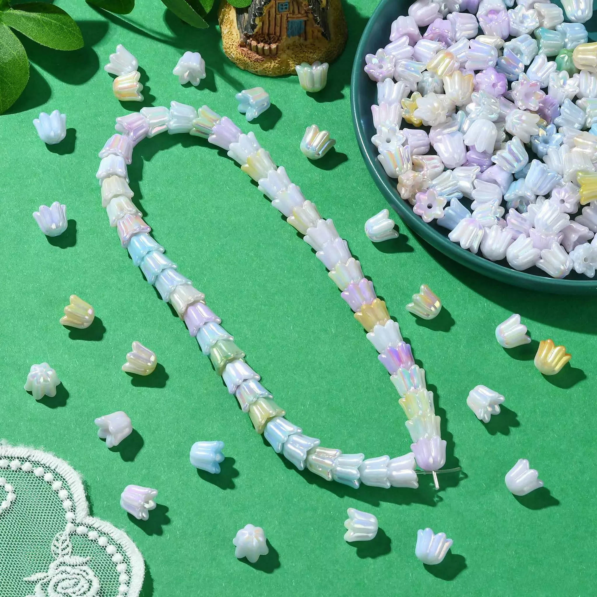 U8MO 300x Resin Shell Lily of The Valley Flower Floral Jewelry Making Spacer Beads