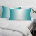 thumbnail image 4 of Teal Ombre Throw Pillow Cover, Pillowcase Protectors with Zipper, Breathable Decorative Lumbar Pillow Case Cover, Turquoise White Gradient Modern Abstract Art Pillow Shams for Couch Sofa 16x24Inch, 4 of 8