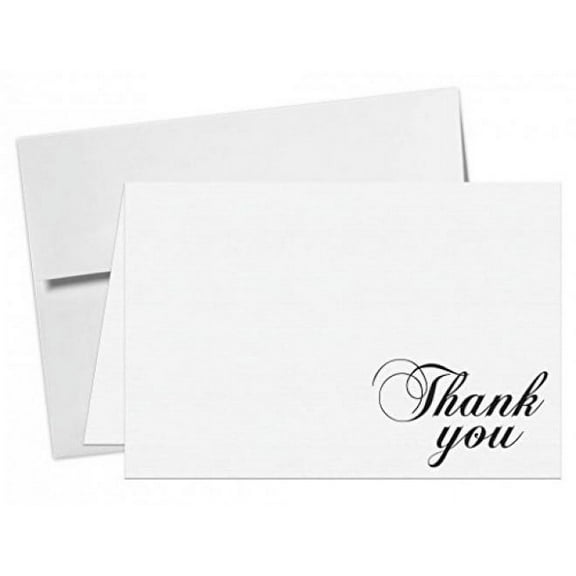 Thank You Card - 5 x 7" Inches Half-Fold Greeting Cards with Envelopes - Elegant Design Linen textured Card - Blank on the Inside - For Weddings, Baby Shower, Graduation and All Occasion | 5" x 7"