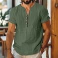 thumbnail image 2 of Cotton Linen T Shirts for Man Short Sleeve Lightweight Breathable V Neck Relaxed Fit Casual Tshirts Mens Tees, 2 of 6