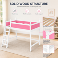 thumbnail image 4 of Miniyam Twin Loft Bed for Kids with Guardrails and Ladder, Solid Wood Space Saving Bed Frame, Pink, 4 of 7