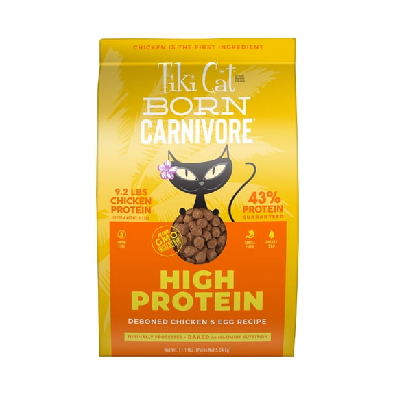 Tiki Cat Born Carnivore High Protein Dry Cat Food, Deboned Chicken & Egg, 11.1 lbs. Bag