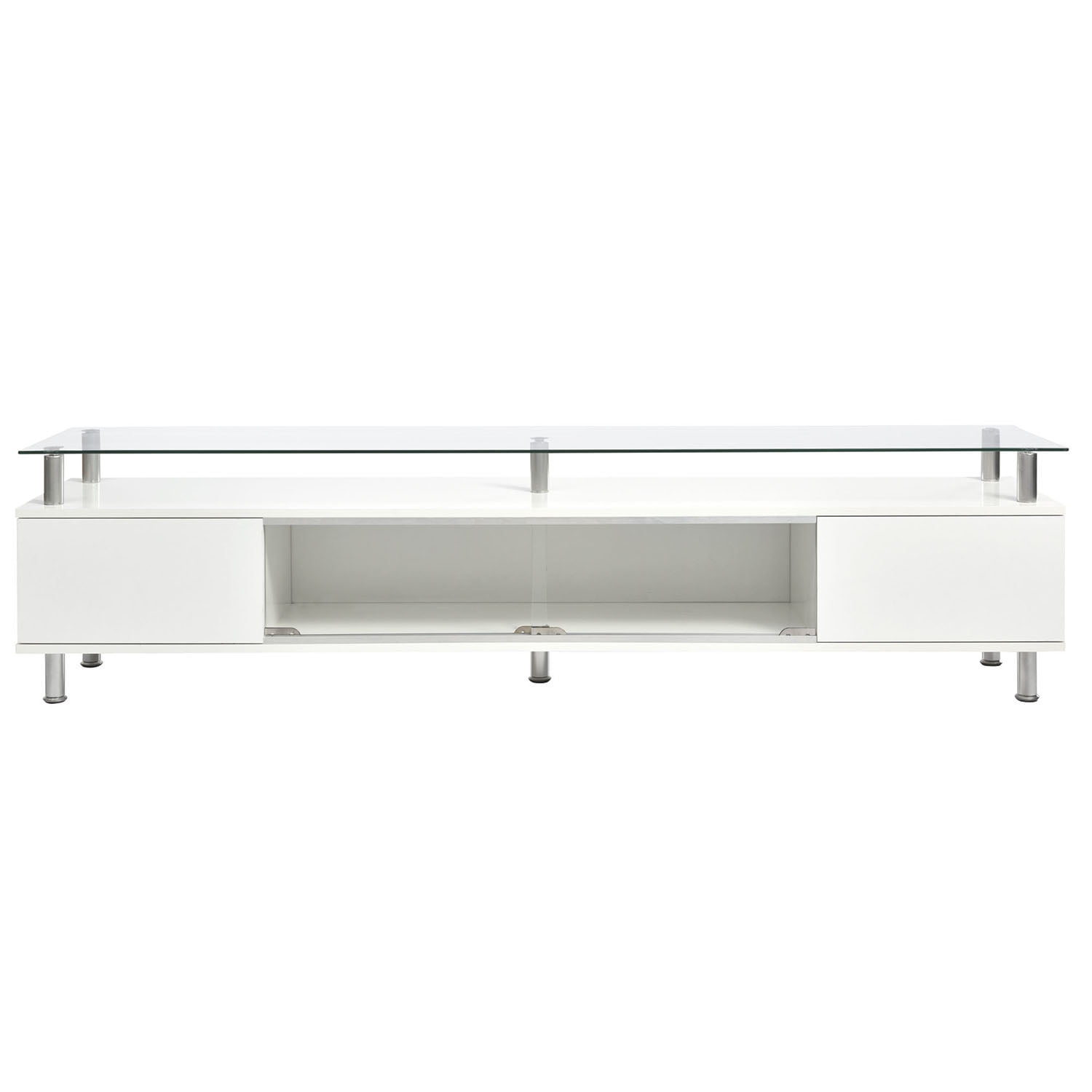 YYAo Modern TV Stand for TVs Up to 70", Gaming LED TV Media Console Table with with Sliding Glass Door for Living Room, White YYAo Modern TV Stand for TVs Up to 70", Gaming LED TV Media Console Table with with Sliding Glass Door for Living Room, White
