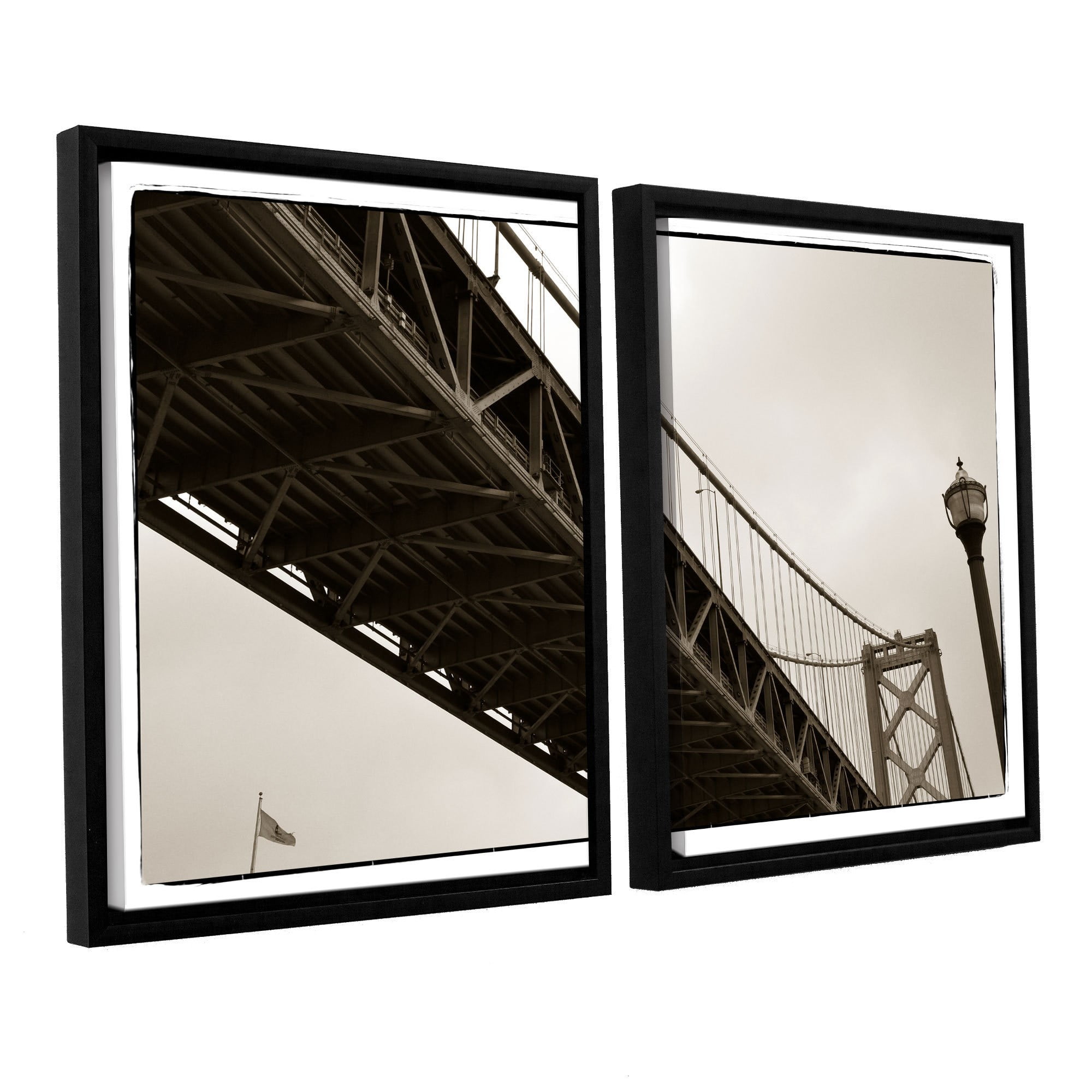 ArtWall Kevin Calkins "Bay Bridge and Lightpole" 2-Piece Floater Framed Canvas Set