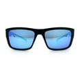 thumbnail image 3 of Polarized Mens Rectangle Plastic Sport Horn Rim Sunglasses Matte Black - Blue Mirror, 3 of 8