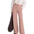 thumbnail image 4 of Women Wide Leg Pants Summer High Waisted Business Casual Work Dress Pants Trousers Slacks Pink S, 4 of 9