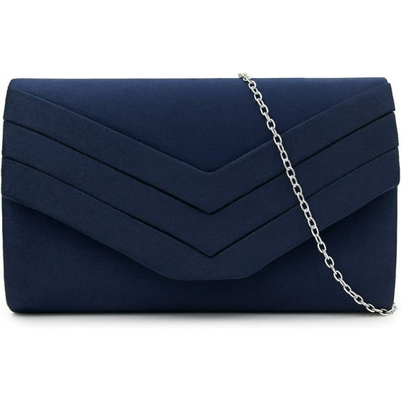 Women's Clutch Bag, Suede Handbag Clutch Envelope Crossbody(Blue)
