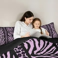 thumbnail image 5 of Homewish Leopard Zebra Print 3-Piece Full Size Comforter Sets for Teesn Female Men,Geometric Stripes Bedding Comforter Set,Black Pink Lightweight Bedding Sets,Ultra Soft Home Decor,Reversible, 5 of 8
