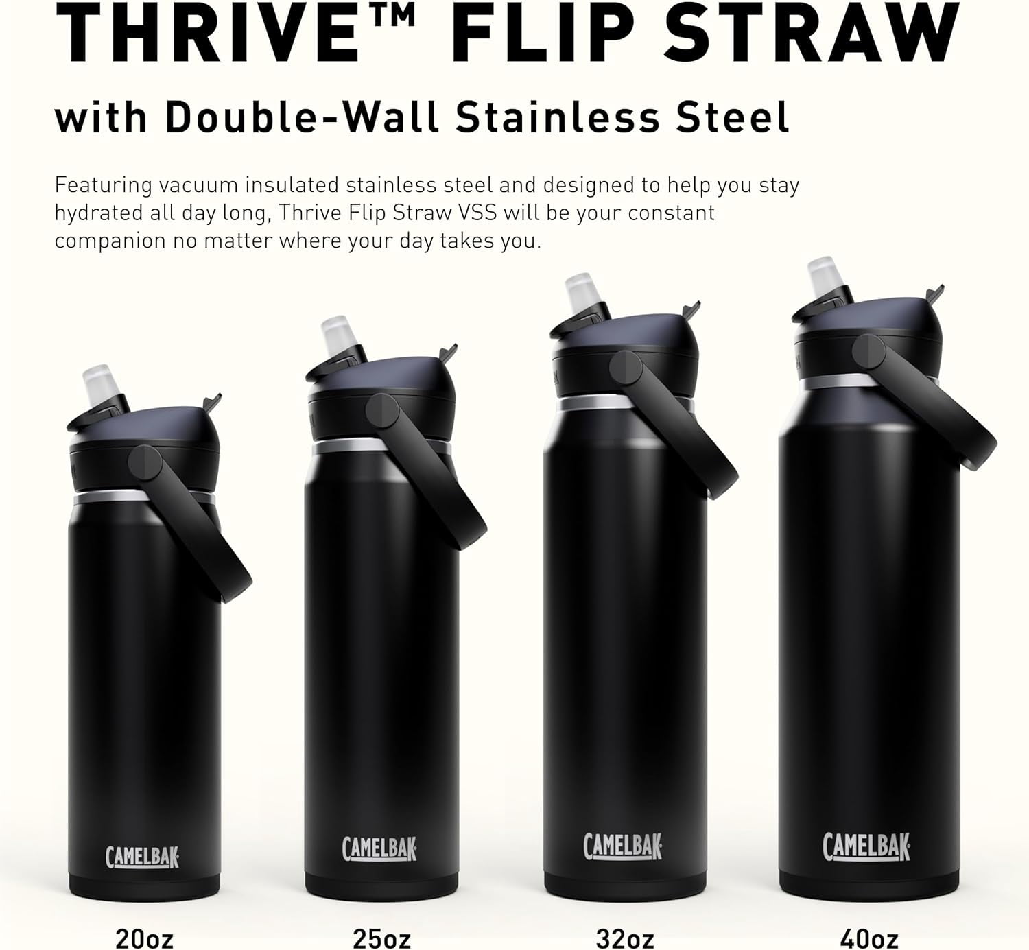 CamelBak Thrive™ Flip Straw Insulated Stainless Steel Water Bottle, 20oz, Moss