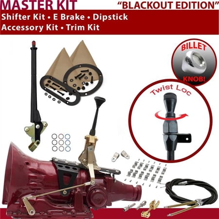 American Shifter C6 Shifter Kit Black 6 in. E Brake Cable Clamp Clevis Trim Kit Dipstick for EB75F