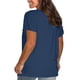 thumbnail image 4 of Blusas Umfun para mujer, cuello redondo liso, manga corta, blusa informal versátil, azul marino, talla XL, 4 of 5