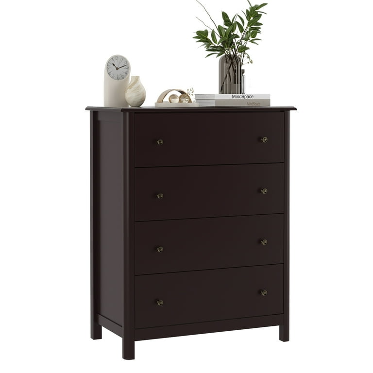 Homfa Horizontal Dresser with 4 Drawer, 29''W Brown Chest of Drawers, Kids  Dressers for Bedroom