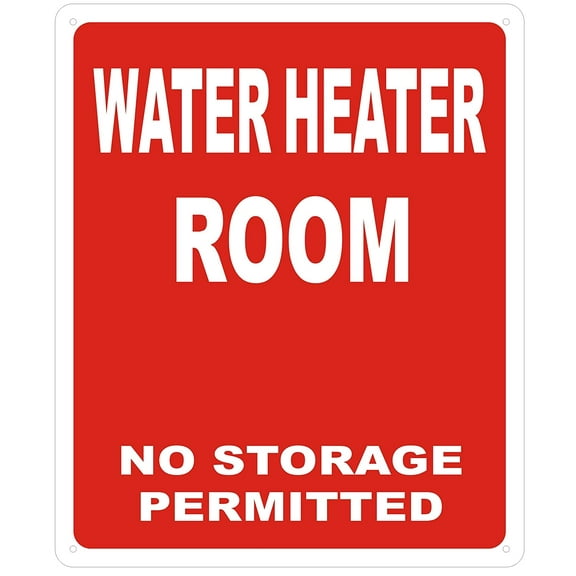 WATER HEATER ROOM SIGN - RED ( Reflective !!! ALUMINUM , 10X12)(ref-2022-4)