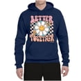 thumbnail image 2 of Wild Bobby Retro Better Together Daisy Smiley Face Checkered Background Vintage Unisex Hoodie Sweatshirt, Navy, X-Large, 2 of 6