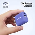 thumbnail image 3 of Powertek Ultra 20W USB-C PD + 18W USB-A Wall Charger, Purple, Dual Port Charging Adapter, Fast Charging Block, 3 of 6