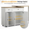 thumbnail image 2 of 54" Kitchen Island Cart with 3 Drawers & X-Shaped Cabinets - Deciduous Wood Top, Lockable Casters, Spice Rack & Towel Rack, Dual-Tone with Adjustable 3-Tier Storage, 2 of 9