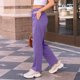 thumbnail image 4 of Amzcrzy Pantalones Mujer Deportivos Casuales Color Liso Cintura Alta Cordón Ajustable Pierna Ancha Recta Holgados Con Bolsillos Tallas S-2XL Morado, 4 of 7