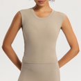 thumbnail image 4 of Workout Tank Tops Woman Lightweight Breathable Crewneck Stretchy Slim Fit Padded Crop Sleeveless Shirt Athletic Gym Tanks, 4 of 6