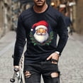 thumbnail image 2 of KeShDi Mens Long Sleeve Tee Shirts Man Fashion Fallow Christmas Printing Round Neck Long Sleeve Blouse Navy 4X, 2 of 5