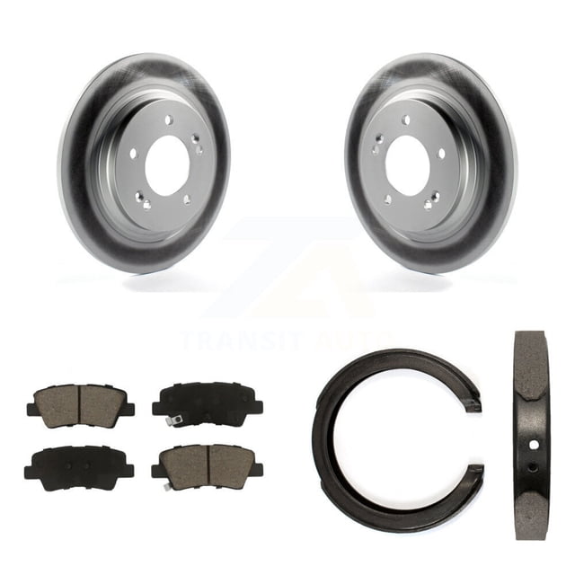 Transit Auto Rear Disc Coated Rotors Ceramic Pads and Parking Brake Shoes Kit for Car 2016 Kia Optima SX SXL Limited with GAS engine with Electric KGC-103227
