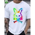 thumbnail image 1 of Camiseta de verano para hombre con estampado de calavera y conejo de colores, ideal para actividades al aire libre., 1 of 5