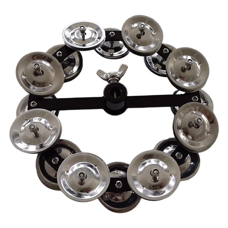 Portable Percussion Tambourine With Row Alloy Jigles Musical Sets