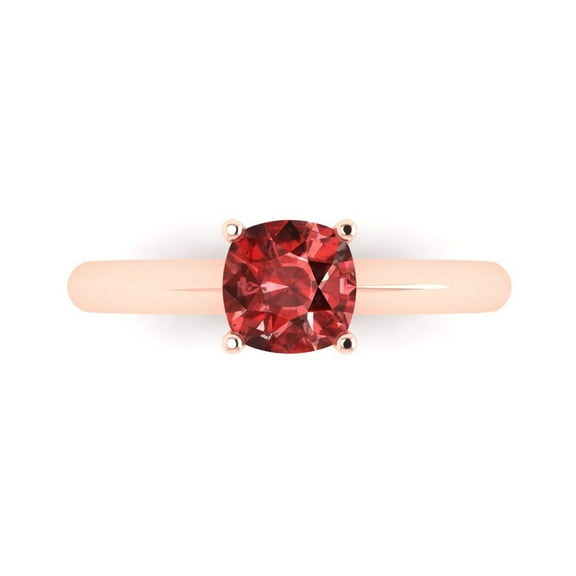 Solitaire Engagement Ring for Women - 1ct Natural Garnet in 18K Rose Gold Promise Ring