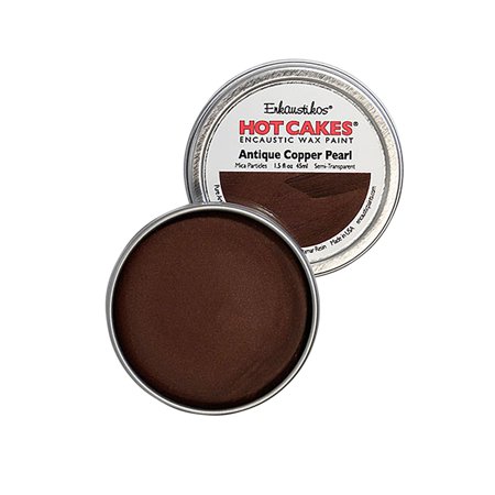 UPC: 0813043010840 | Enkaustikos Hot Cake Encaustic Wax Paint  1.5 oz. Tin  Antique Copper Pearl