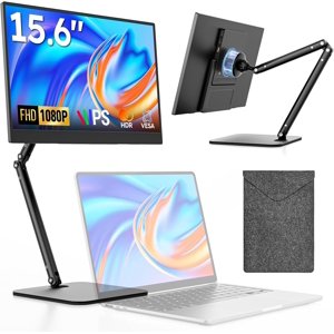 Dopesplay 15.6" FHD 1080p IPS Moniteur portable, écran mat, 60Hz, USB-C et Mini HDMI, Support pliable, étui, Extendeur d'écran pour Mac portable PC Téléphone PS5 Commutateur Xbox