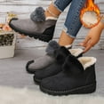 thumbnail image 6 of XIMIN Women Fuzzy Snow Boots Wide Width High-Top Winter Boots Suede Casual Shoes Lace Up Warm Comfortable Outdoor Fur Faux Lined Ankle Booties, 6 of 7