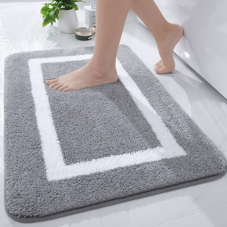 Grey Microfiber Bathroom Mat with Non-Slip Backing photo 1