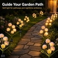 thumbnail image 2 of Rirool Solar Pink Hydrangea Flower Stake Lights, 3-Head Warm White LED Outdoor Waterproof Garden Pathway Lights for Yard Lawn Patio, Romantic Dusk-to-Dawn Landscape Decor, 2 Pack, 2 of 8