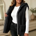 thumbnail image 5 of Winter Jacket Women Baeitkot Sleeveless Hooded Fleece Vest with Pockets for Winter Layering Daily Wear Black L, 5 of 7
