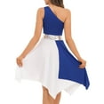 thumbnail image 2 of YONGHS Women's Asymmetrical Liturgical Praise Dance Dress One Shoulder Color Block Lyrical Dance Costume Royal Blue XL, 2 of 7