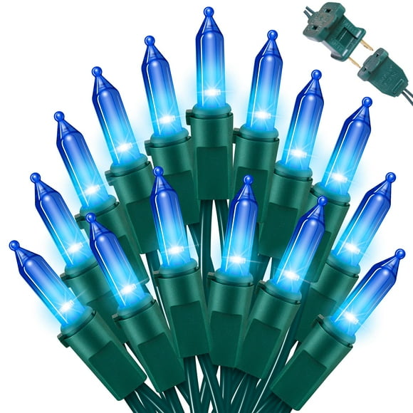 Cadena de luces LAMPHOME 100 Mini, azul, 6,6 m, para interiores y exteriores