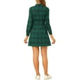 thumbnail image 3 of INSPIRE CHIC Women's Plaid Long Sleeves  A-Line Button Up Casual Shirt Dress XS Green, 3 of 7