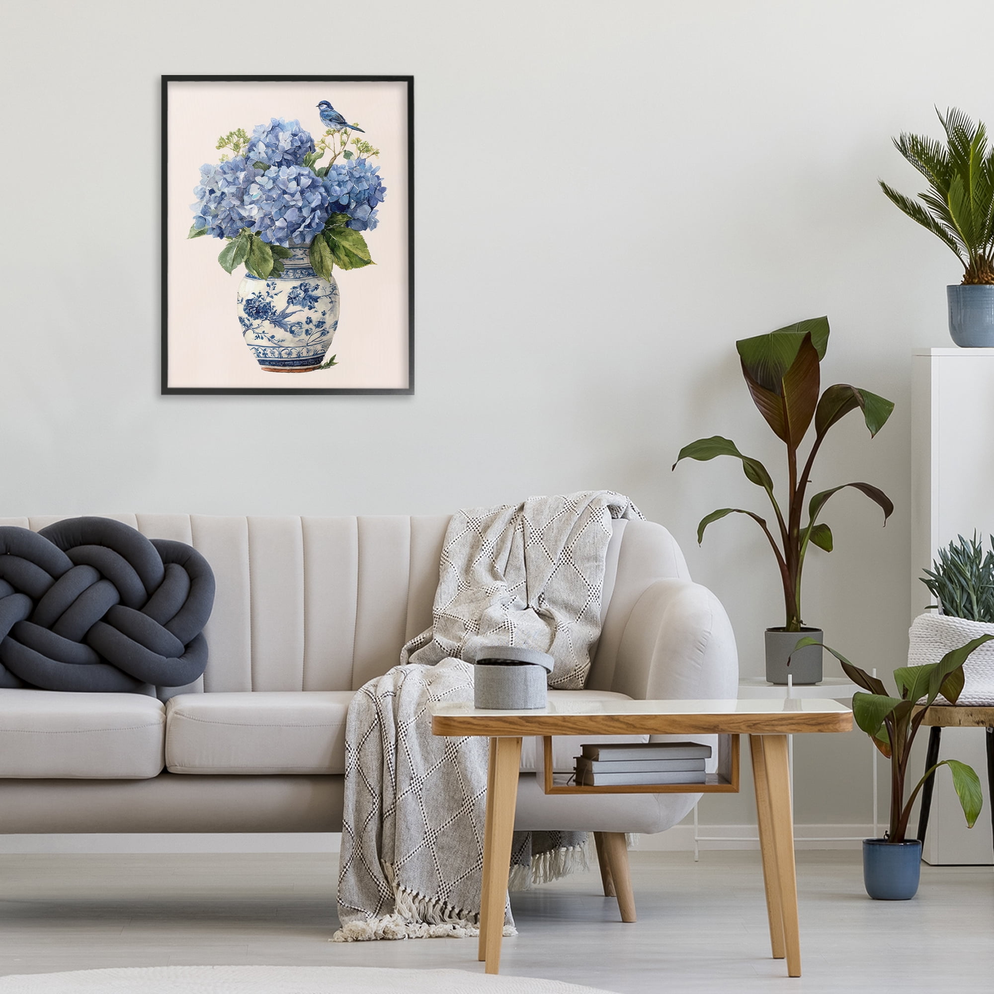 Stupell Industries Songbird Perched on Hydrangeas Black Framed Giclee Art, design by Imagine It Images
