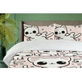 thumbnail image 2 of Ambesonne Kitty Duvet Cover Set, Kawaii Cat in Muted Colors, Queen, Black White Pale Rose, 2 of 4