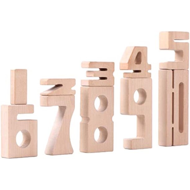 Kids Montessori Math Building Blocks 110 Numbers Unpainted Educational