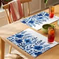 thumbnail image 4 of Spring Flower Placemats Set of 4, Watercolor Blue Floral Leaf Plant Vintage Non-Slip Place Mats Washable Table Mats for Kitchen Dining Table Decorations Indoor/Outdoor, 4 of 9