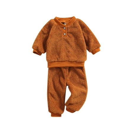 

One opening Little Girls Boys Outfit Long Sleeve Round Collar Tops Trousers