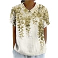 thumbnail image 1 of Blouses pour Femmes, T-Shirt Décontracté Imprimé Mode Manches Courtes Col Poupée Mignon Coton et Lin Blouse, 1 of 5