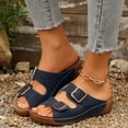 thumbnail image 2 of Adjustable Strappy Wedge Sandals Gladiator Slides Women Hook Loop Outdoor Platform Comfort, 2 of 9